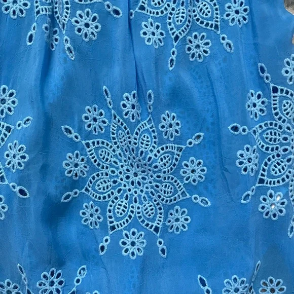 Johnny Was embroidered peasant top in Azure Blue - Picture 8 of 12